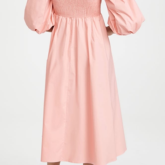 NWT SOKIE COLLECTIVE Puff Sleeve Light Pink Smoked Midi Pleated Dress size M - Picture 3 of 16